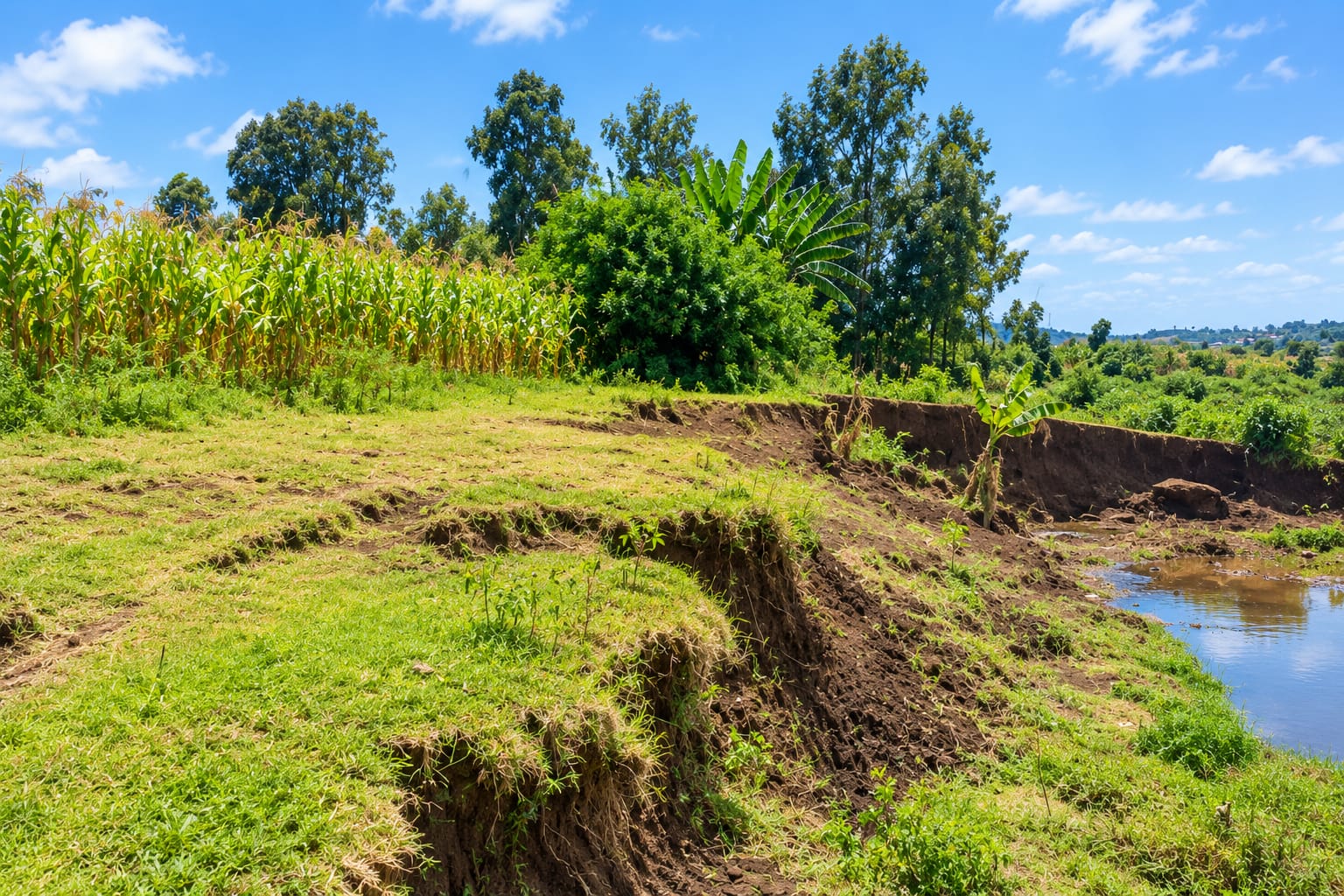 Restored riverbank land
